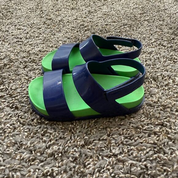 Mini Melissa Cosmoc Sandal Slipper Girls Kids Size 9 Navy Green Adjustable - Picture 2 of 8